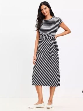 NWT LOFT Stripe Knotted Midi Pullover Dress